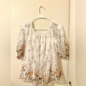 white lace shoulder top🎀🍓